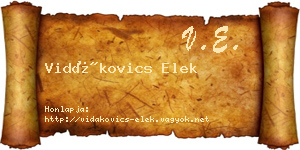 Vidákovics Elek névjegykártya